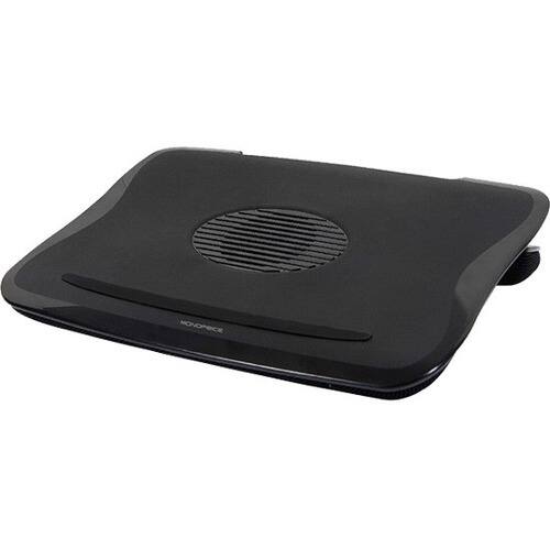 Monoprice - Cushioned Laptop Cooler w/ Built-in 80mm Fan - Black - Black - Larger Front