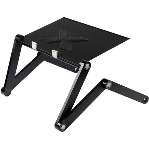 Furinno - Aluminum Adjustable Laptop Desk X-Shaped USB Fan - Black - Larger Front