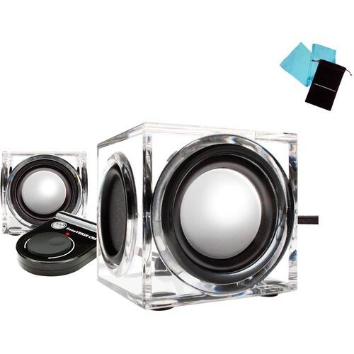 GOgroove - SonaVERSE CRS USB Powered 2.0 Channel Speakers w/ Crystal Clear Acrylic Housing for Gaming Laptops - Clear - Larger Front