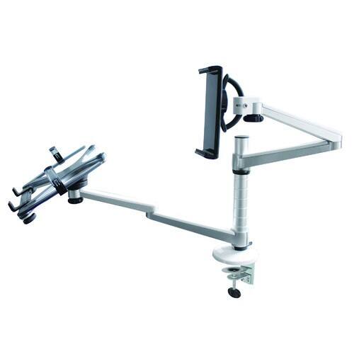 VIvo - Dual Laptop and Tablet Height Adjustable Desk Mount Stand - Angle