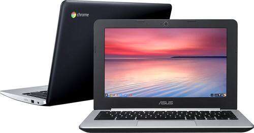 Asus - 11.6" Chromebook - Intel Celeron - 2GB Memory - 16GB Flash (eMMC) Memory - Black - Larger Front