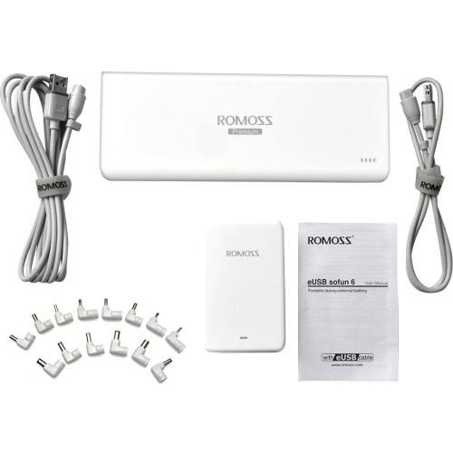 Agptek - ROMOSS Power Bank External Battery 23400mah for iPhone Samsung Galaxy Laptop Notebook Pad - White - Larger Front