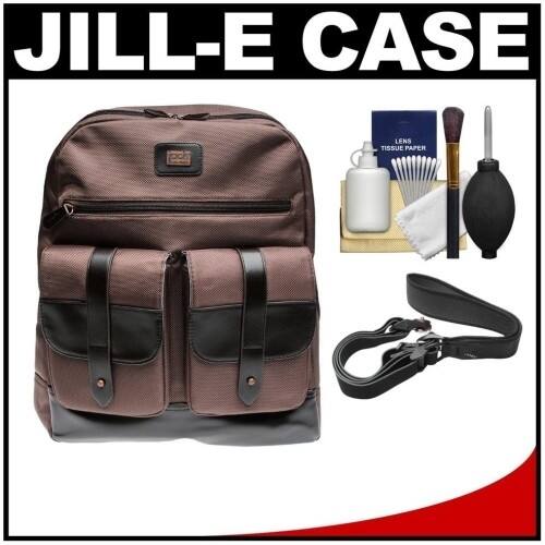 Jill-E - Bundle Digital 15" Jack Laptop Backpack Case with Camera Strap + Cleaning Kit - Larger Front
