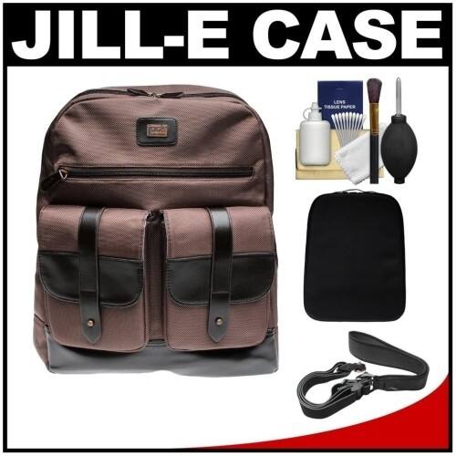 Jill-E - Bundle Digital 15" Jack Laptop Backpack Case with Camera Insert Bag + Camera Strap + Cleaning Kit - Larger Front