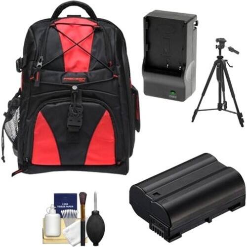 Precision Design - Bundle Multi-Use Laptop/Tablet Digital SLR Camera Backpack Casewith EN-EL15 Battery & Charger - Larger Front