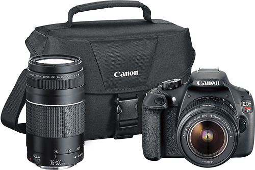 Canon EOS Rebel T5 18MP DSLR Camera Bundle with 18-55mm and 75-300mm Lenses + Pro 100 Printer/Paper