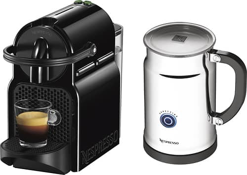 Nespresso - Inissia/Aero+ Espresso Maker and Milk Frother - Black - Angle