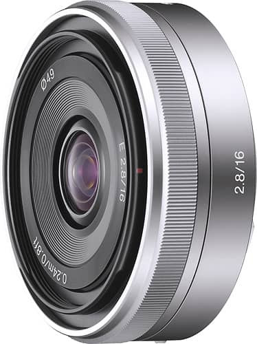 Sony - 16mm f/2.8 E-Mount Wide-Angle Lens - Silver - Angle
