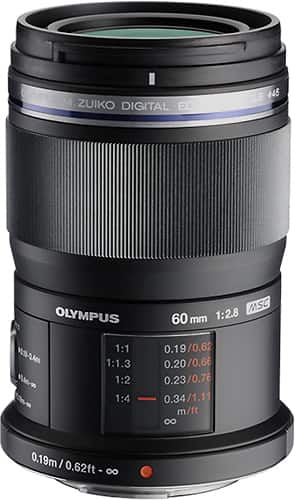 Olympus - M.Zuiko Digital ED 60mm f/2.8 Macro Lens for Select Cameras - Black - Larger Front