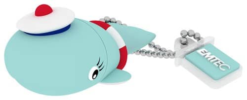 Emtec - Animalitos 8GB USB 2.0 Flash Drive - Aqua Blue/Red/White - Larger Front