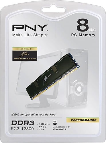 PNY - 8GB PC3-12800 DDR3 Desktop Memory - Larger Front