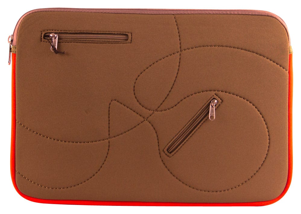 Looptworks - Hoptu 13" Reversible Laptop Sleeve - Taupe/Red - Larger Front
