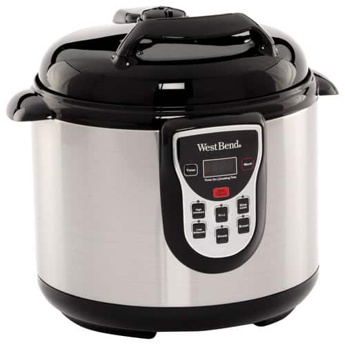 West Bend - 6-Quart Electric Pressure Cooker - Stainless-Steel - Angle