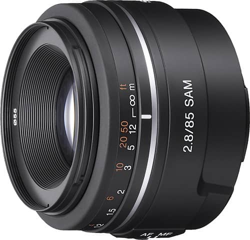 Sony - 85mm f/2.8 Digital Zoom Lens for Select Sony Alpha Digital SLR Cameras - Black - Angle