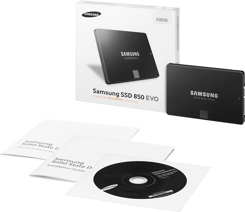 Samsung - 850 EVO 500GB Internal Serial ATA Solid State Drive for Laptops - Black - AlternateView12 Zoom
