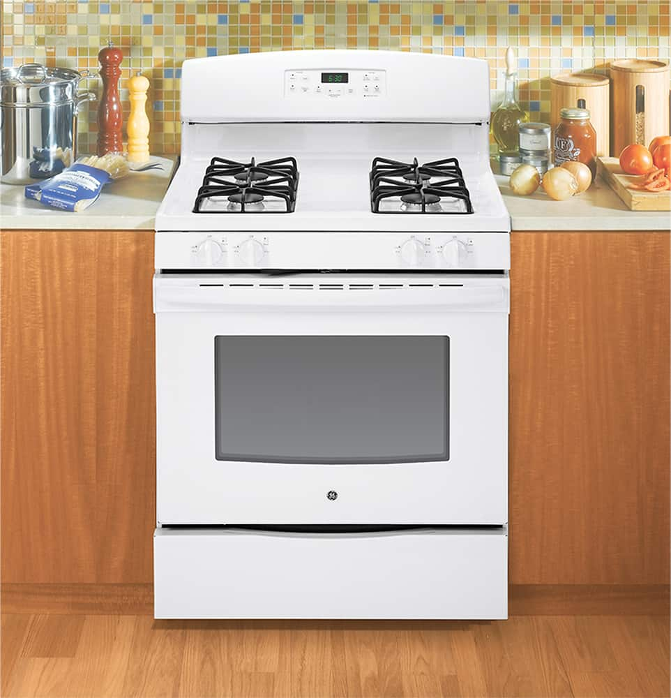 Best Buy GE 30 Self Cleaning Freestanding Gas Range White On White