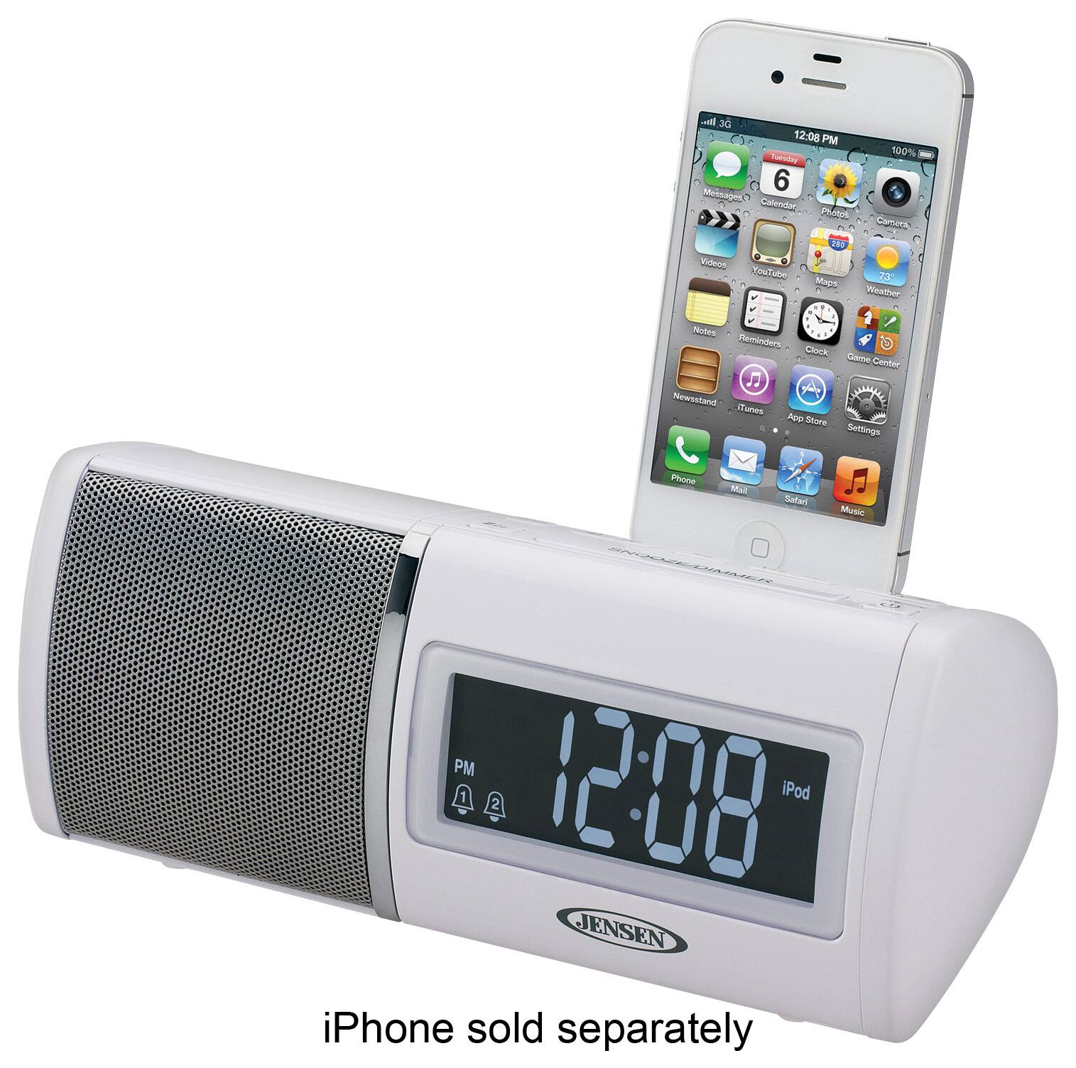 Jensen Docking Digital AM/FM Dual-Alarm Clock Radio White JIMS-75I