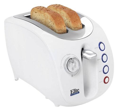 Elite Cuisine ECT-231W 2-Slice Wide-Slot Toaster - White