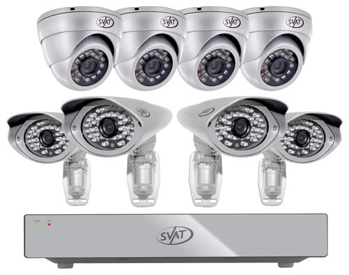 SVAT Smart Security 8-Channel, 8-Camera Indoor/Outdoor DVR Surveillance System - Black/Silver