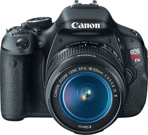 Canon - EOS Rebel T3i Digital SLR Camera with 18-55mm IS Lens - Black - Larger Front