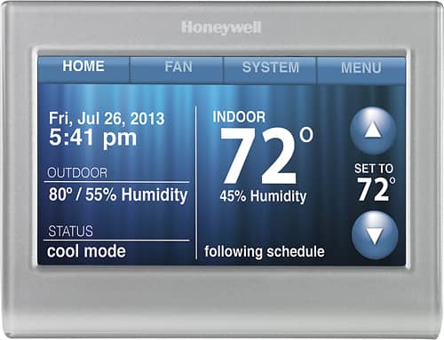Honeywell - Smart Thermostat with Wi-Fi Capability - Silver - Larger Front