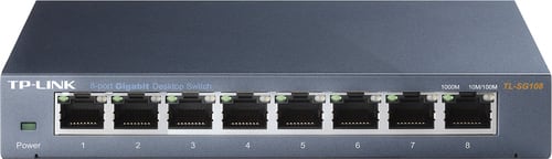 TP-LINK - 8-Port 10/100/1000 Mbps Gigabit Ethernet Metal Switch - Gray - Larger Front