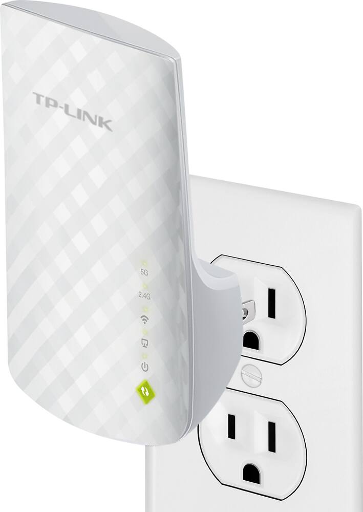 TP-LINK - Wireless AC750 Wall Plug Universal Wi-Fi Range Extender - White - Angle Zoom