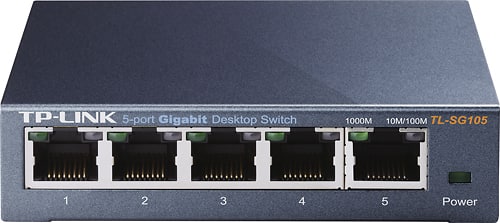 TP-LINK - 5-Port 10/100/1000 Mbps Gigabit Ethernet Metal Switch - Black - Larger Front