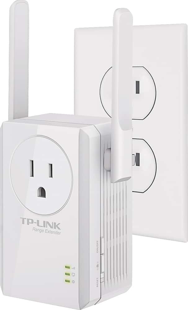 TP-LINK - Wireless N300 Wi-Fi Range Extender with AC Passthrough - White - Angle Zoom