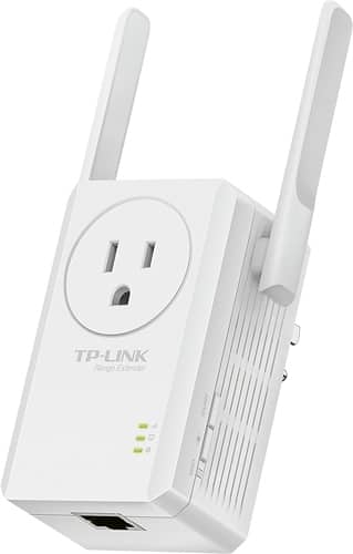 TP-LINK - Wireless N300 Wi-Fi Range Extender with AC Passthrough - White - Larger Front
