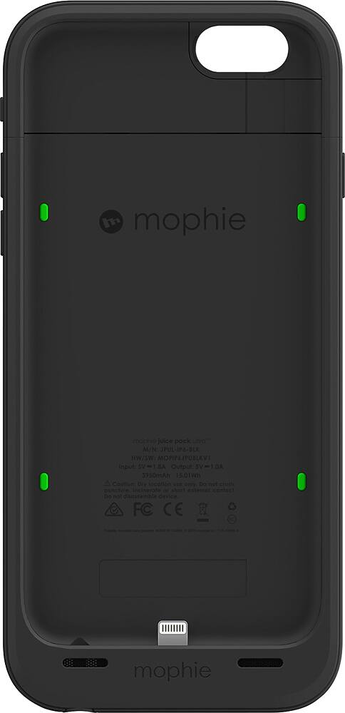 mophie - Juice Pack Ultra Battery Case for Apple® iPhone® 6 and 6s - Black - AlternateView3 Zoom