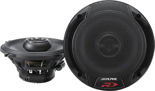 Alpine - Type R 5-1/4" 2-Way Coaxial Car Speakers with Hybrid Fiber Cones (Pair) - Black - Larger Front