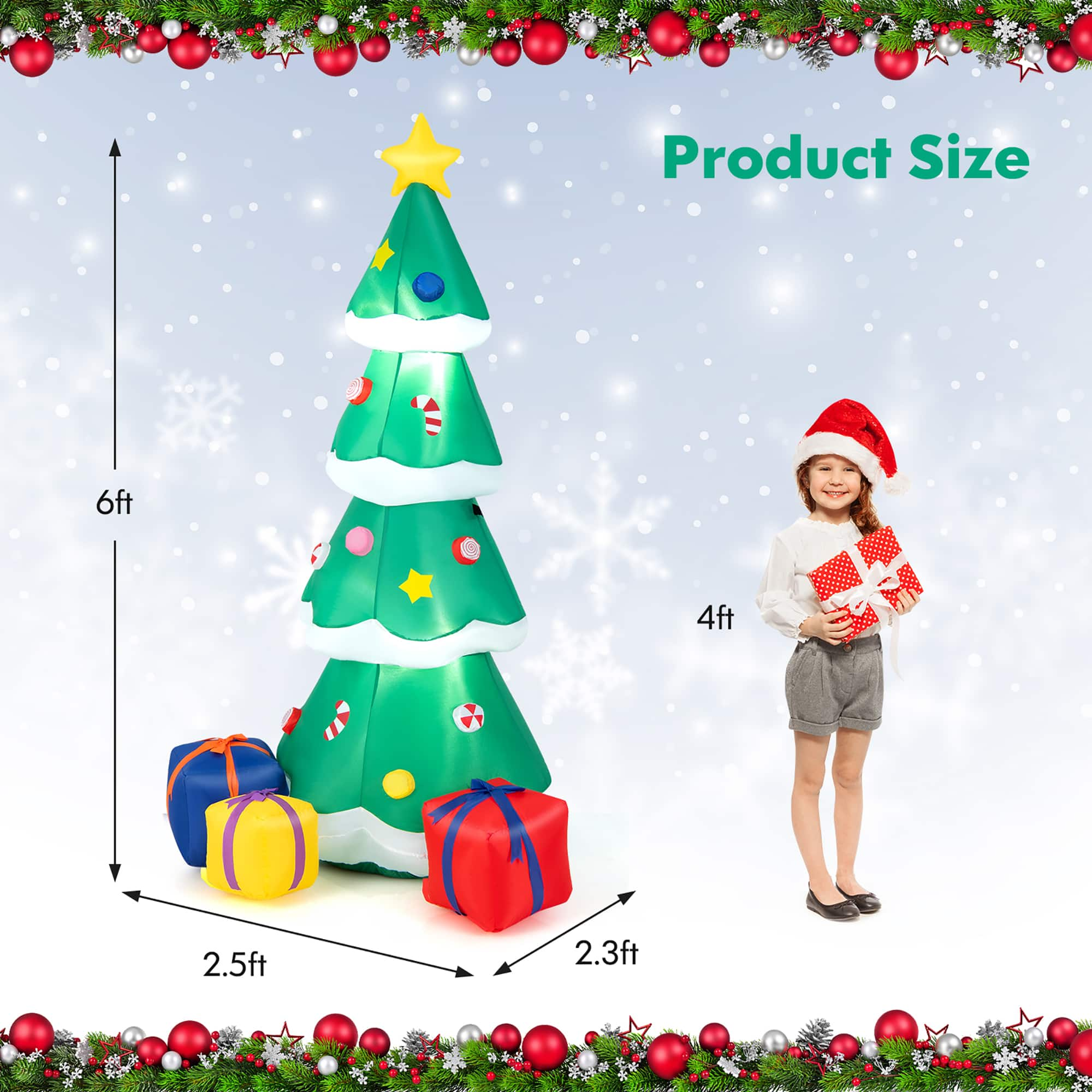 Costway 6 FT Inflatable Christmas Tree Blow Up Christmas Tree