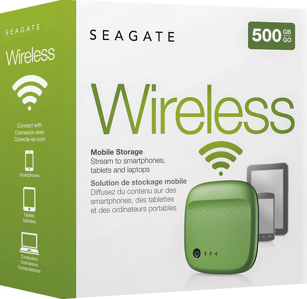 Seagate - Wireless Mobile Storage 500GB External USB Portable Hard Drive - Green - AlternateView1 Zoom