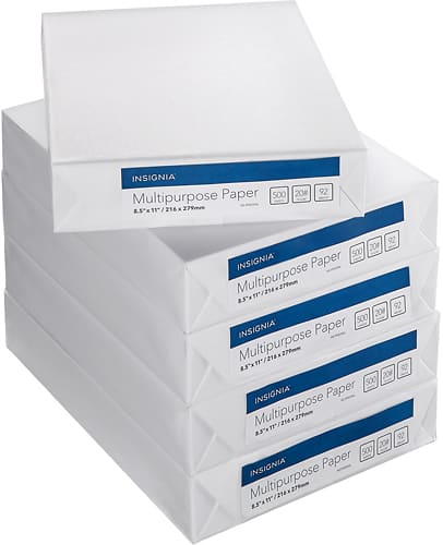 Insignia™ - 92 Bright Multipurpose Paper (5-Ream Pack) - White - Larger Front