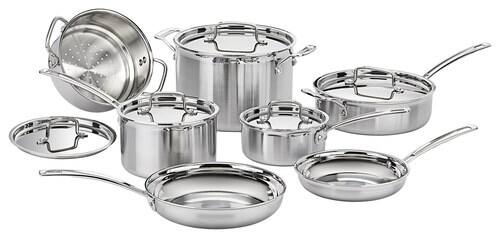 Cuisinart - MultiClad Pro 12-Piece Cookware Set - Larger Front