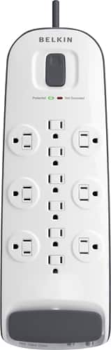 Belkin - 12-Outlet Surge Protector - White - Larger Front