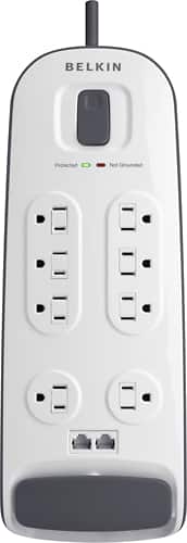 Belkin - 8-Outlet Surge Protector - White - Larger Front