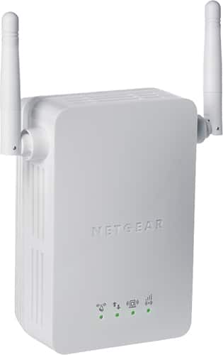 NETGEAR - Universal Wi-Fi Range Extender with Ethernet port - White - Angle
