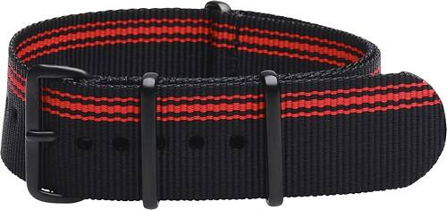 Clockwork Synergy - 22mm Premium Classic Interchangeable Watch Strap - Black/Red - Larger Front