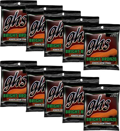 GHS - Light-Gauge Bright Bronze Acoustic Guitar Strings (10-Pack) - Bronze - Larger Front
