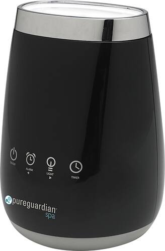PureGuardian - Deluxe Aromatherapy Essential Oil Diffuser with Touch Controls & Alarm Clock - Black Onyx - Left