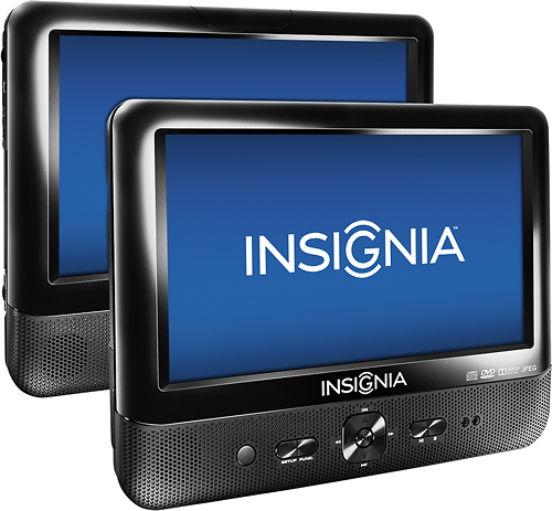 Insignia™ - 9" Dual TFT-LCD Portable DVD Player - Black - Angle