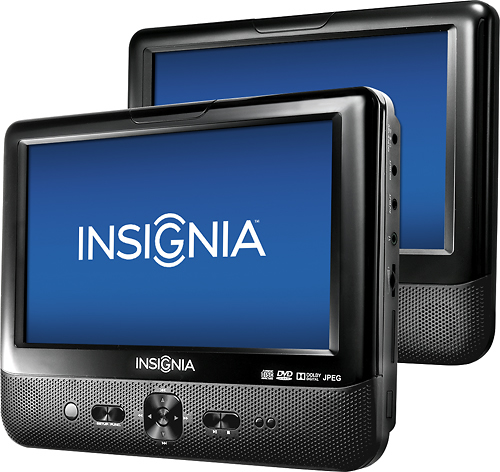Insignia™ - 9" Dual TFT-LCD Portable DVD Player - Black - Left