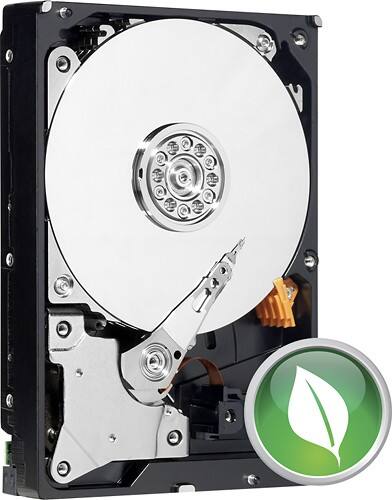 WD - Caviar Green 3TB Internal Serial ATA Hard Drive for Desktops - Black/Silver - Angle