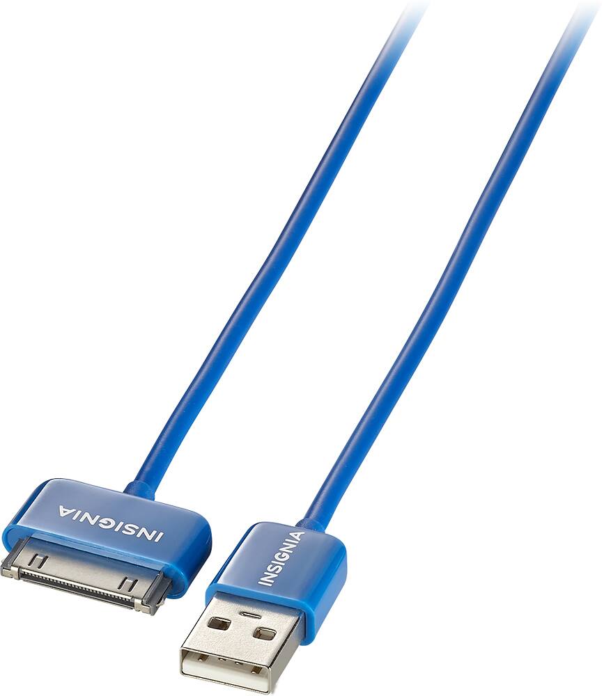 Insignia™ - Apple MFi Certified 4' 30-Pin Charge-and-Sync Cable for Select Apple® Devices - Blue - Front Zoom