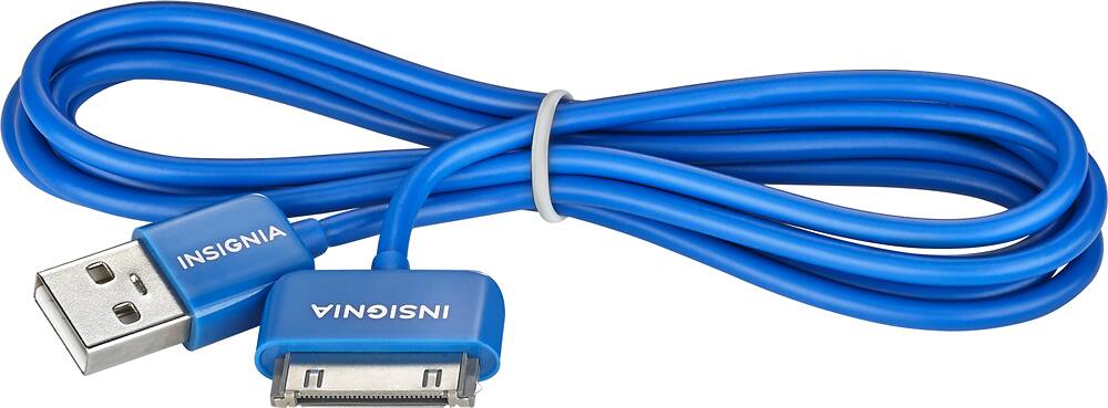 Insignia™ - Apple MFi Certified 4' 30-Pin Charge-and-Sync Cable for Select Apple® Devices - Blue - AlternateView11 Zoom