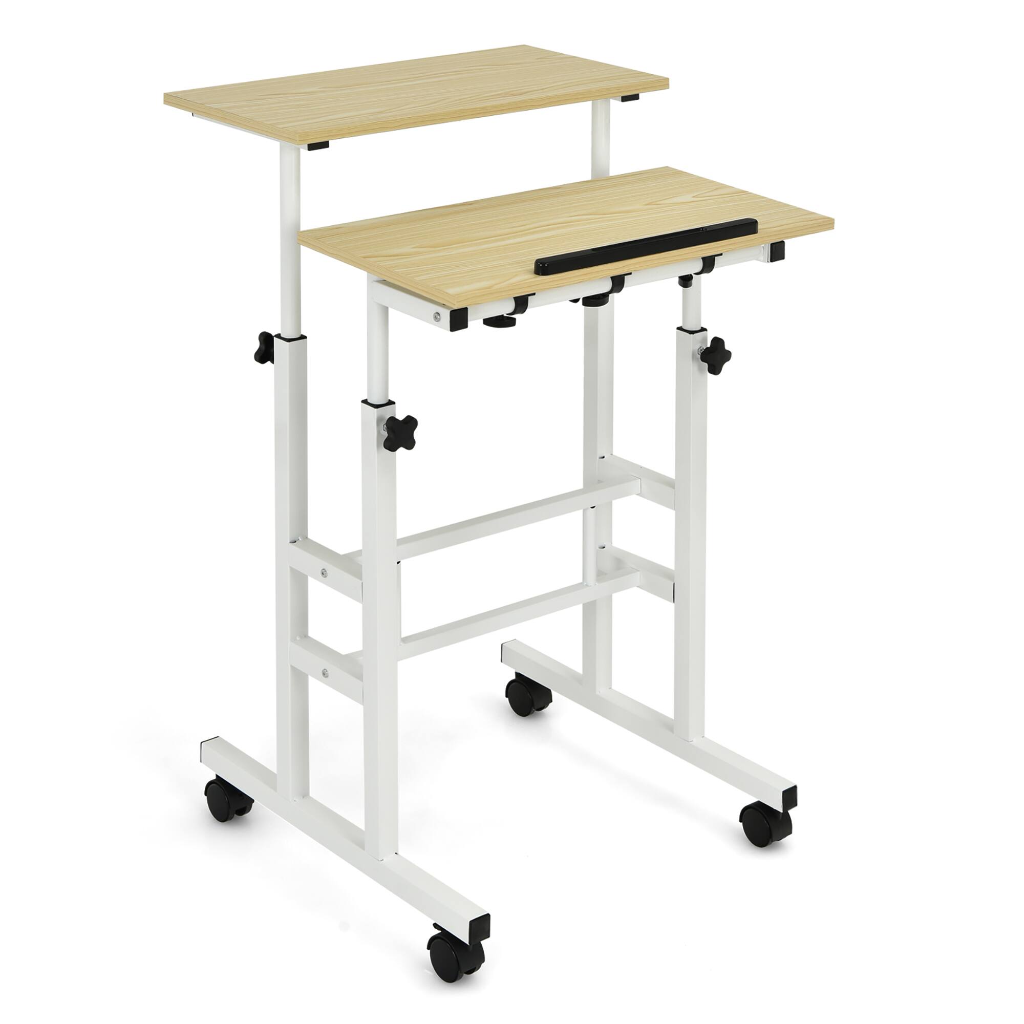 Costway Mobile Standing Desk Rolling Adjustable Laptop Cart Home Office