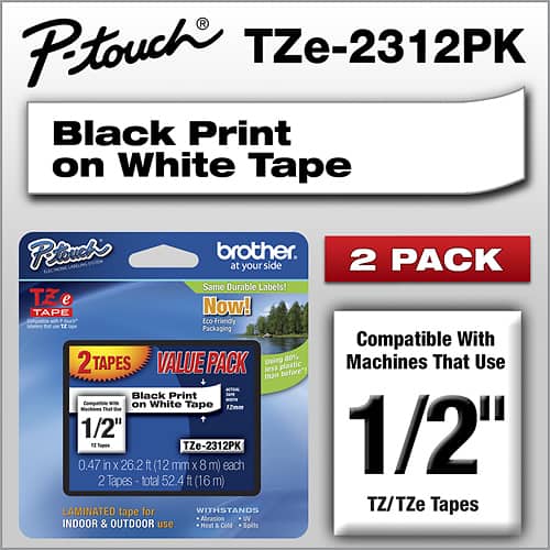 Brother - TZ Label Tape Cartridge - White - Larger Front