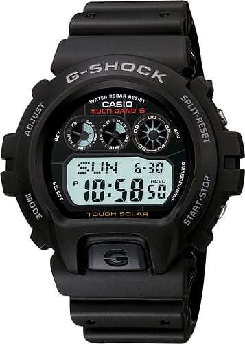 Casio - Men's G-Shock Atomic Digital Sports Watch - Black Resin - Larger Front
